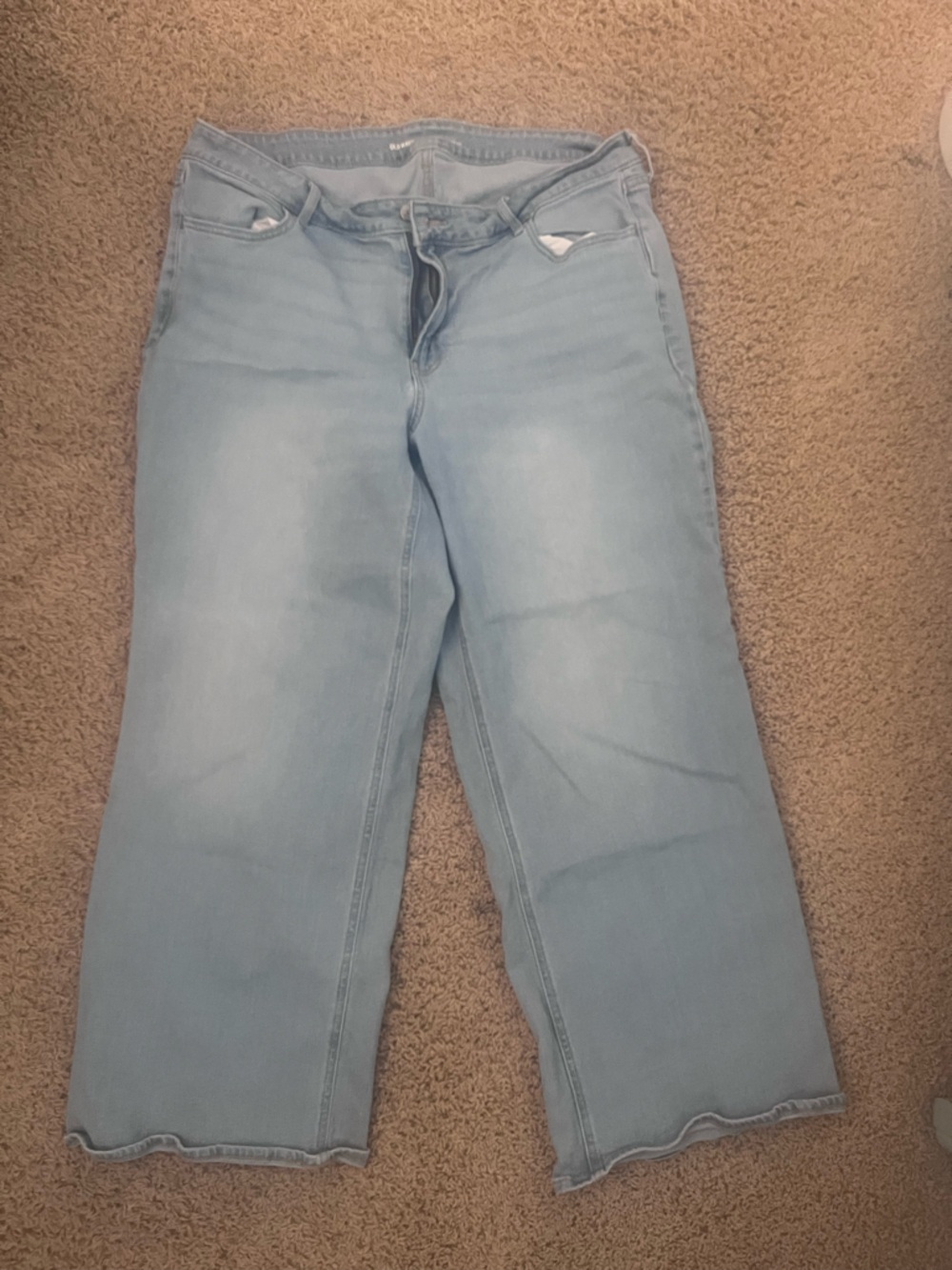 Light Blue Women's Jeans - Classic Stretch Denim Wide Leg High Rise